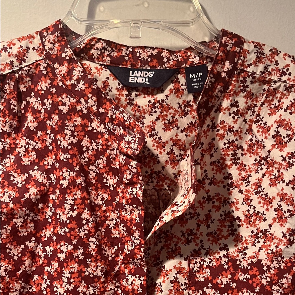 Lands' End Rust and Beige Floral Top (NWOT)